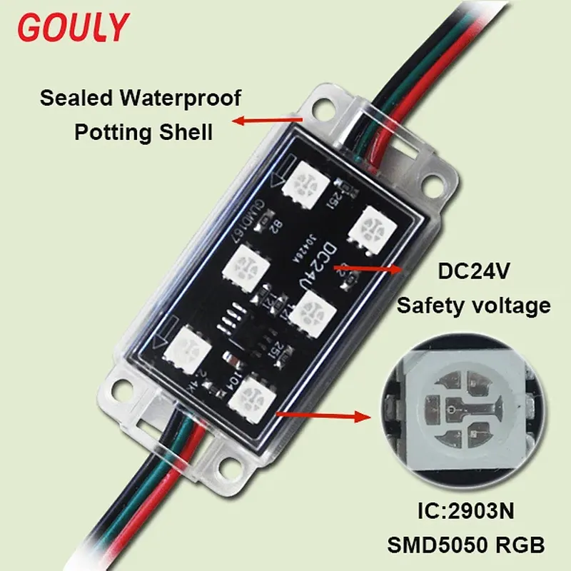 DC24V Intelligent Outdoor Waterproof RGB LED Module Light